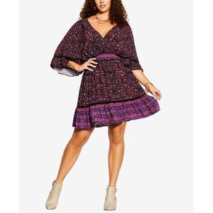City Chic Trendy Plus Size Marigold Floral A-Line Dress